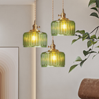 Green Glass Pendant Light Adjustable Hanging